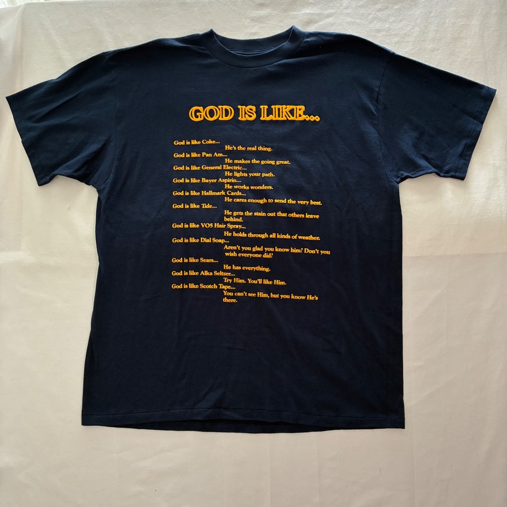Vtg 90s Y2K God is Like Religious Christian Jesus Shirt XL‎ Oneita Single Stitch
